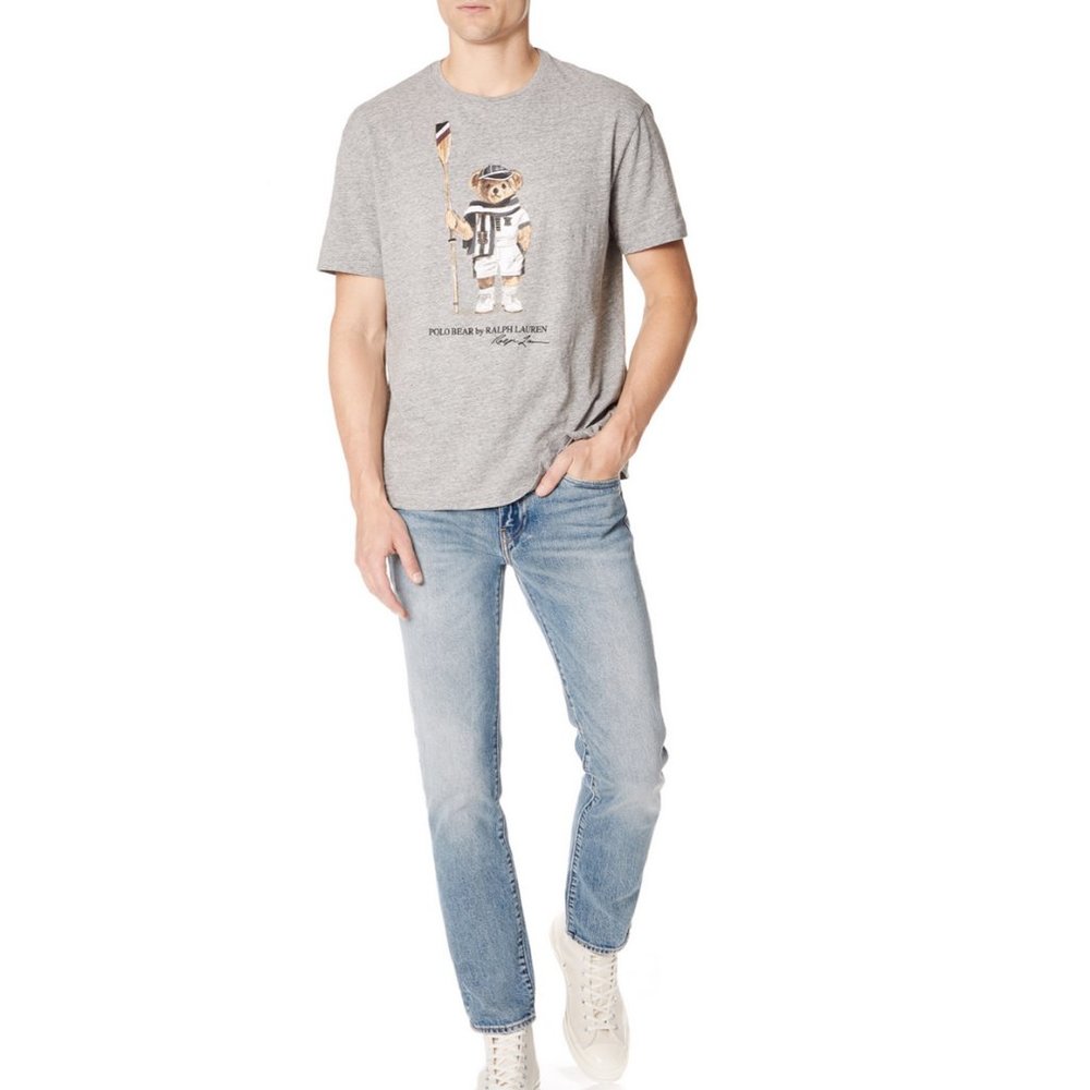 POLO RALPH LAUREN GRAY SHORT SLEEVE CLASSIC FIT BEAR CREW T-SHIRT - Picture 8 of 8